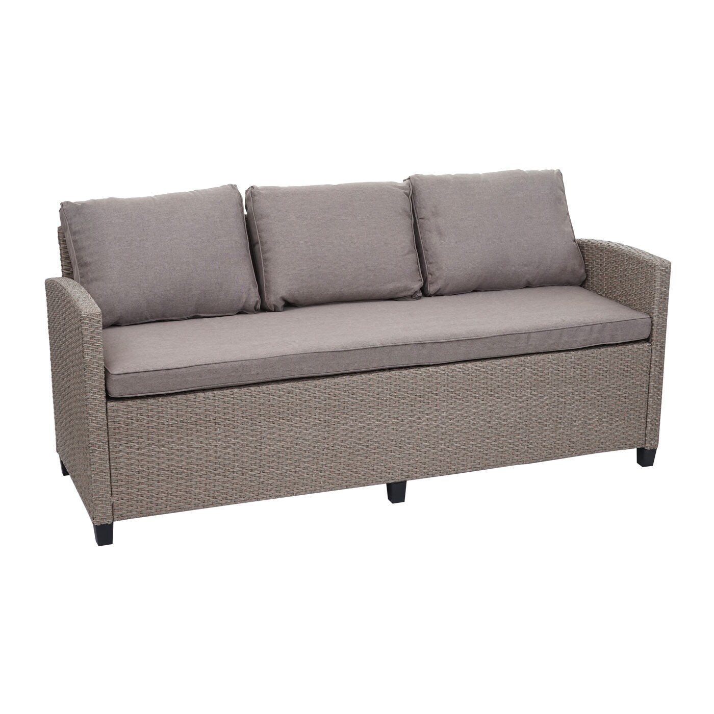 Poly-Rattan Garnitur MCW-E95, Garten-/Lounge-Set Sofa Sitzgruppe, Tischplatte WPC Spun Poly halbrundes Rattan grau