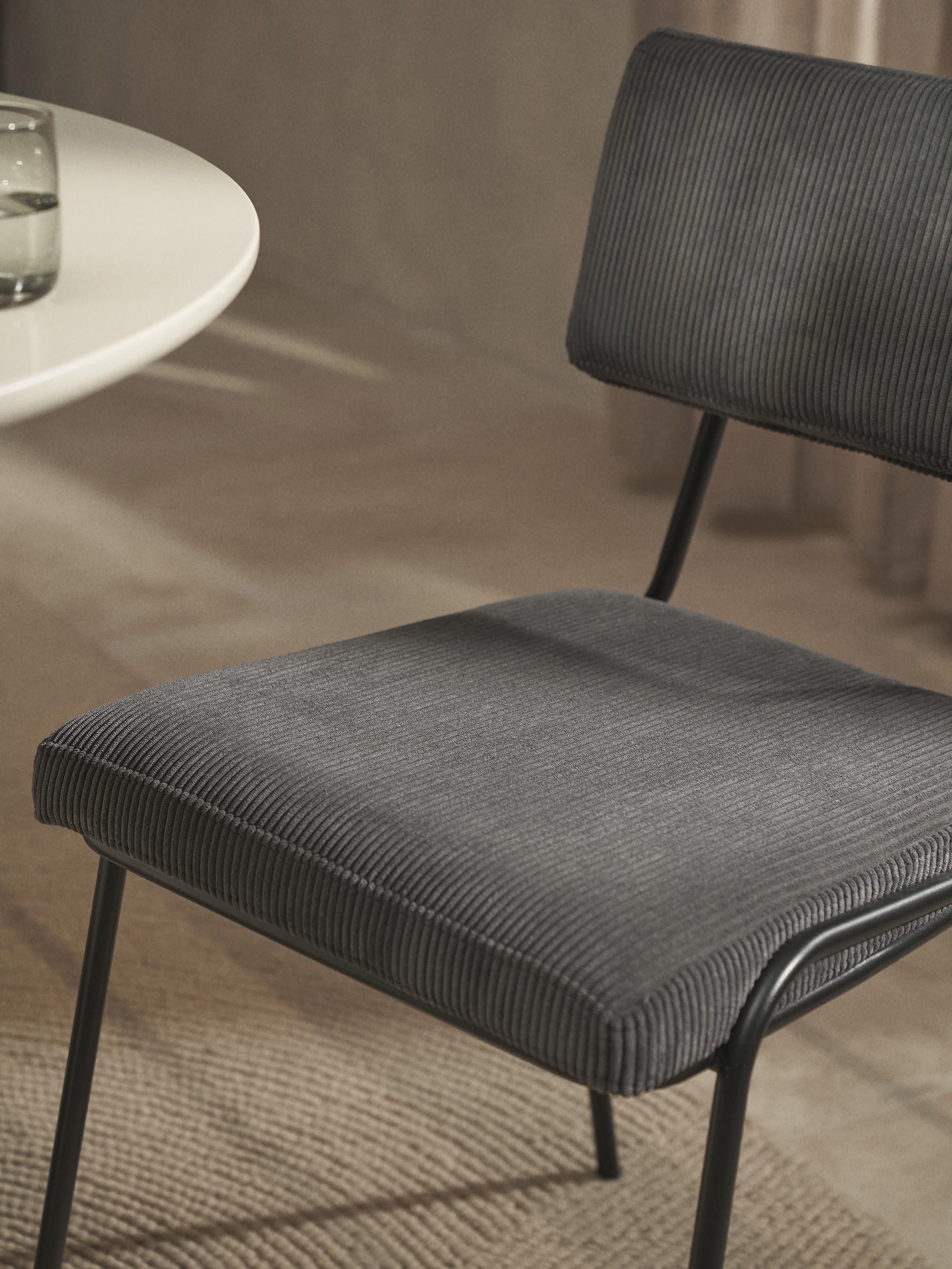 Corduroy gestoffeerde stoelen Mats, 2 stuks