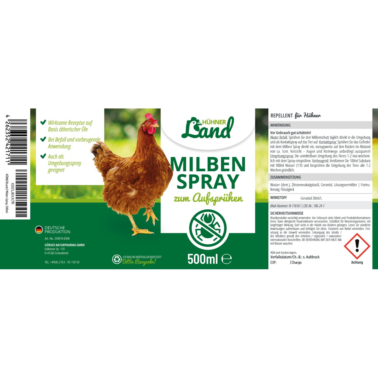 HÜHNER Land Milben Spray 500ml