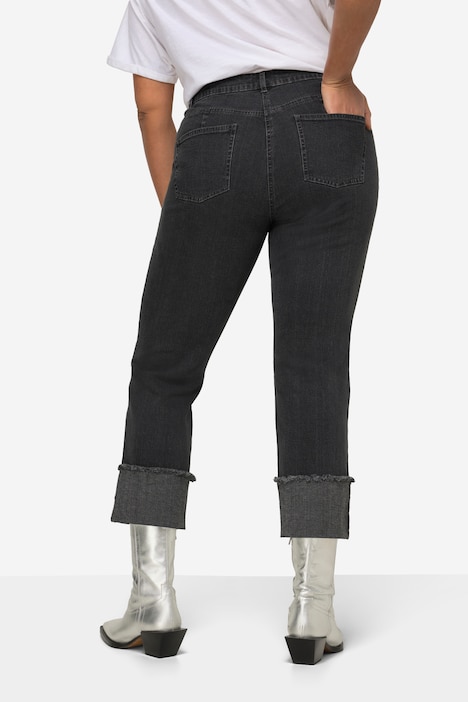 Jeans, Smiley-Muster, Ziersteine, 5-Pocket, verkürzte Länge