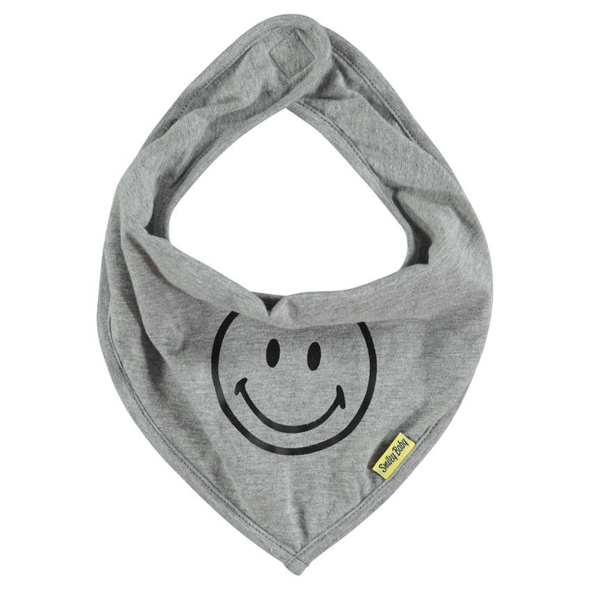 Bavoir en jersey print SMILEY BABY Smiley - Gris/Vert