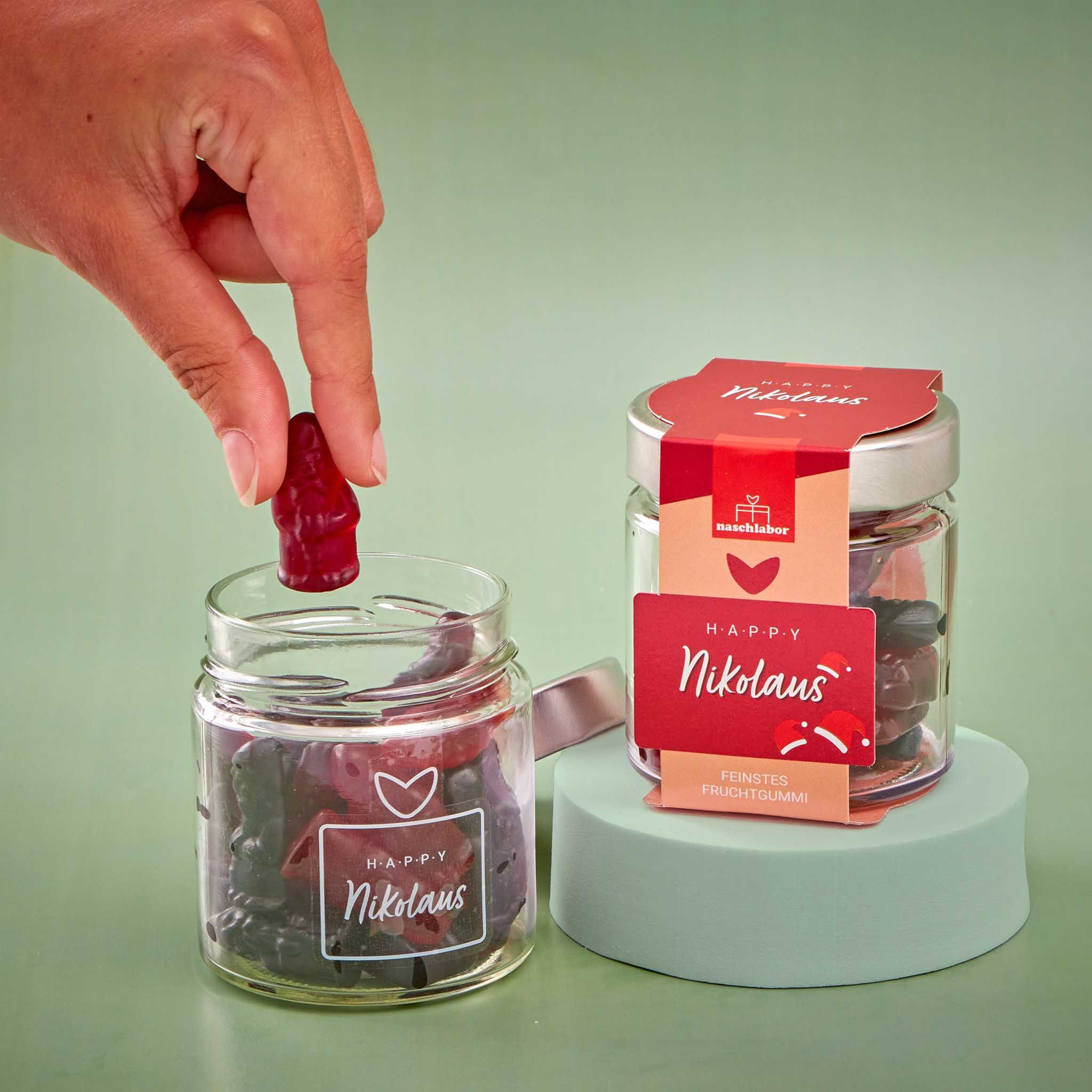 naschlabor Happy Nikolaus Fruchtgummis im Geschenkglas