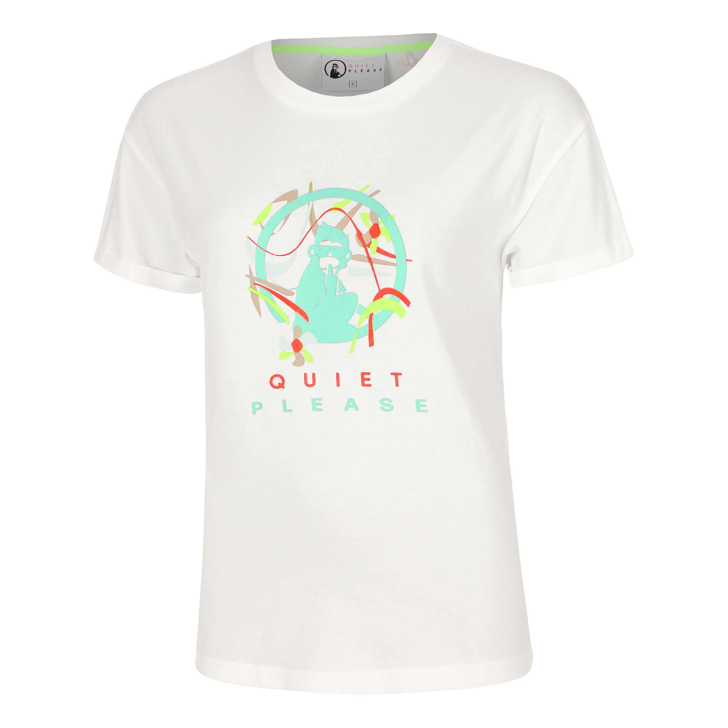 Quiet Please Wild Sketchy T-shirt Femmes - Blanc , Multicouleur