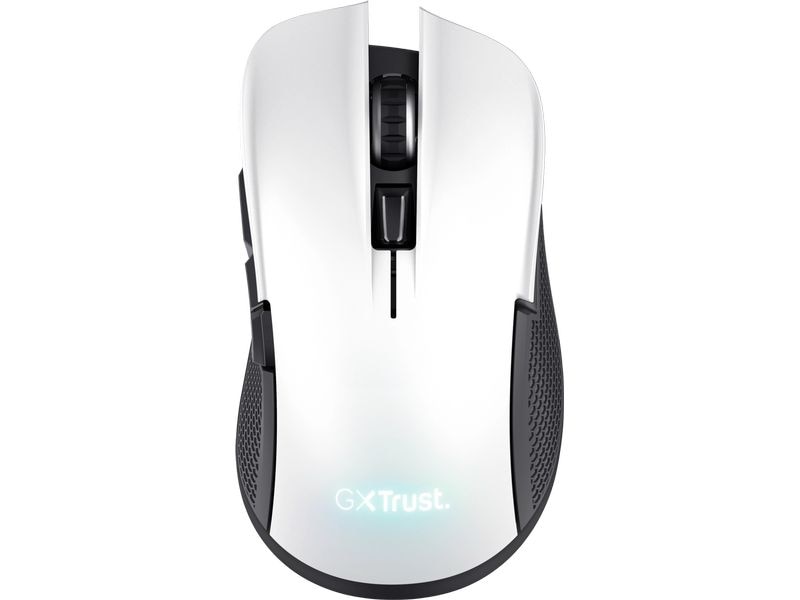 Trust Gaming-Maus GXT923 Ybar Weiss Kabellose Gaming-Maus mit RGB-Beleuchtung und 50 Stunden Akkubetriebsdauer