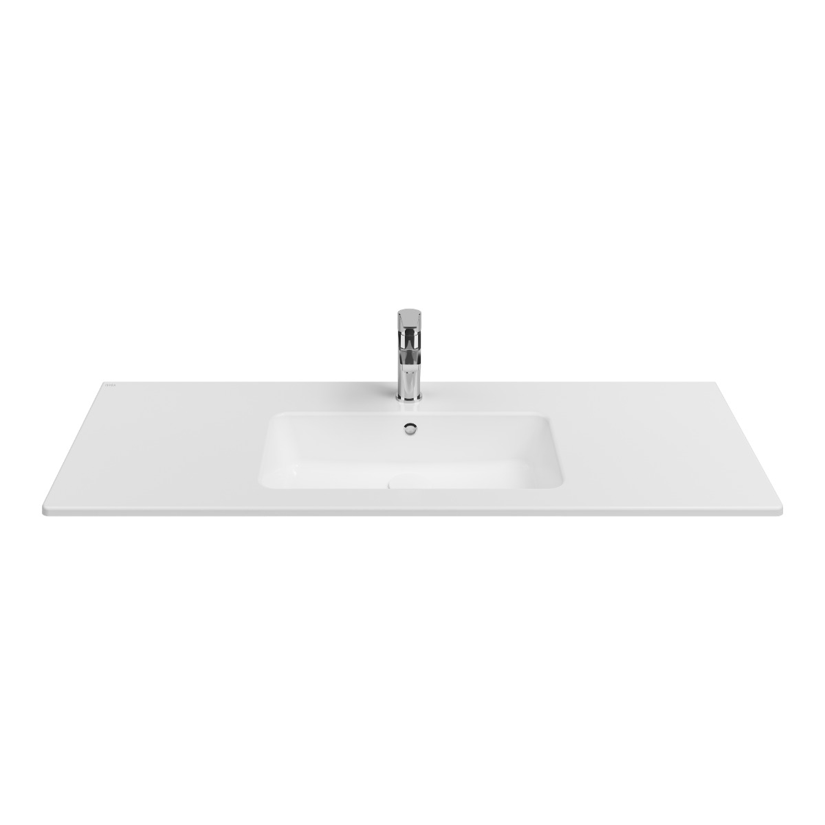 Isvea Sistema T inbouw wastafel met kraangat 120cm wit glans
