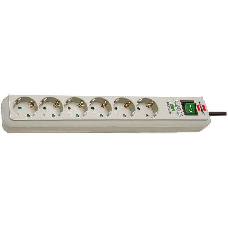 Brennenstuhl Eco-Line 1159750015 6-voudige stekkerdoos met overspanningsbeveiliging grijs 1.5
