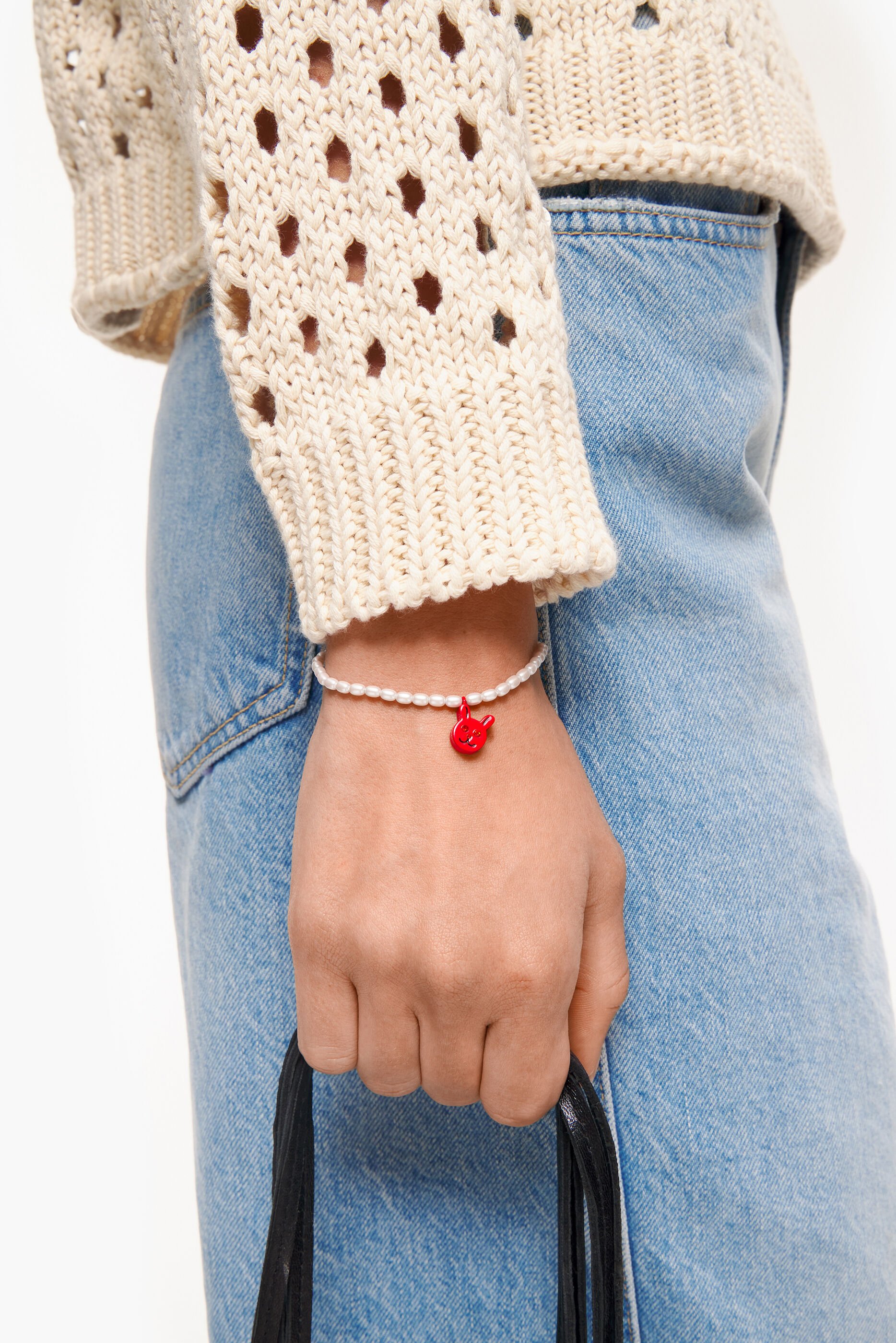 Pulseira de pérolas de coelho vermelho