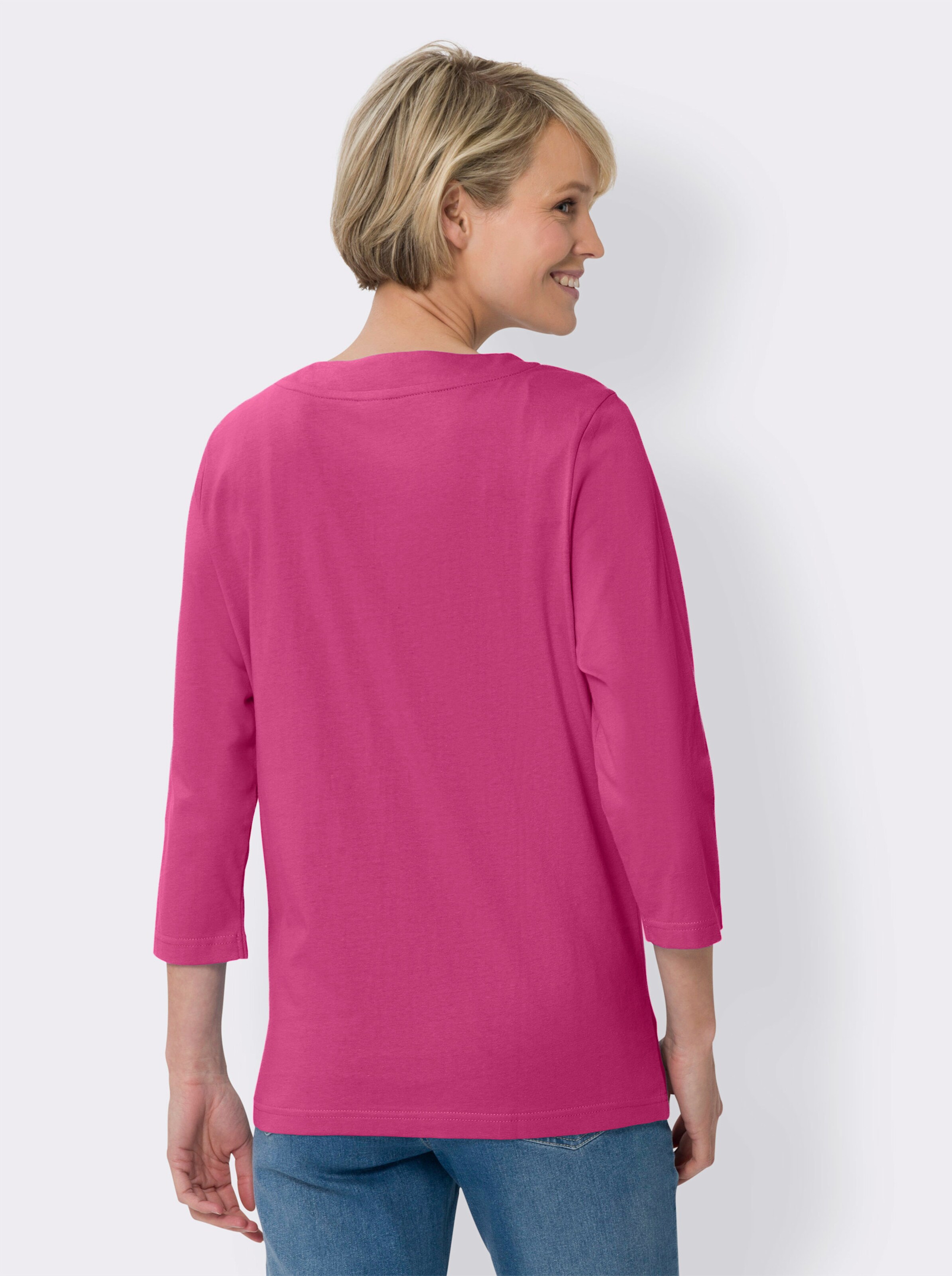 34-Arm-Shirt mit Print im Vorderteil