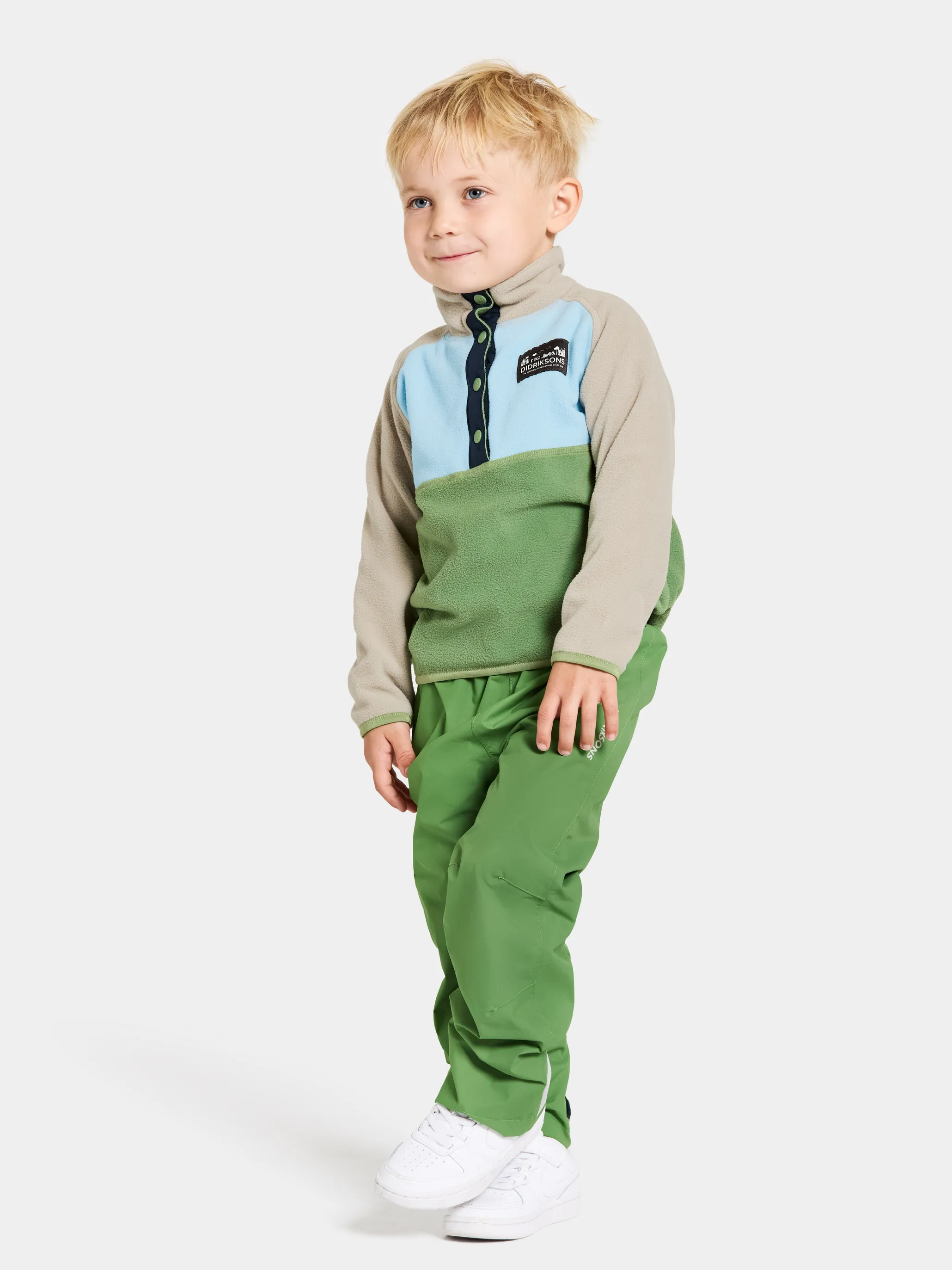 Didriksons Kids' Monte Half Button 4 Algae Green