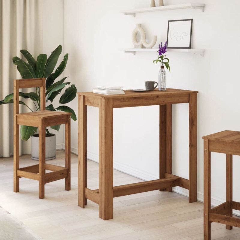 vidaXL - Bartafel - Bewerkt Hout - Eikenkleurig - 102x50x103,5 cm