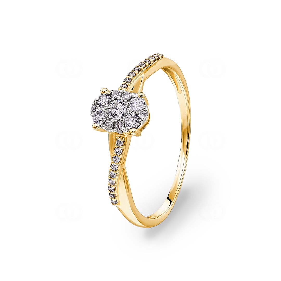Verlobungsring 750/18 K Gelbgold mit Diamanten 0.23 ct H/si