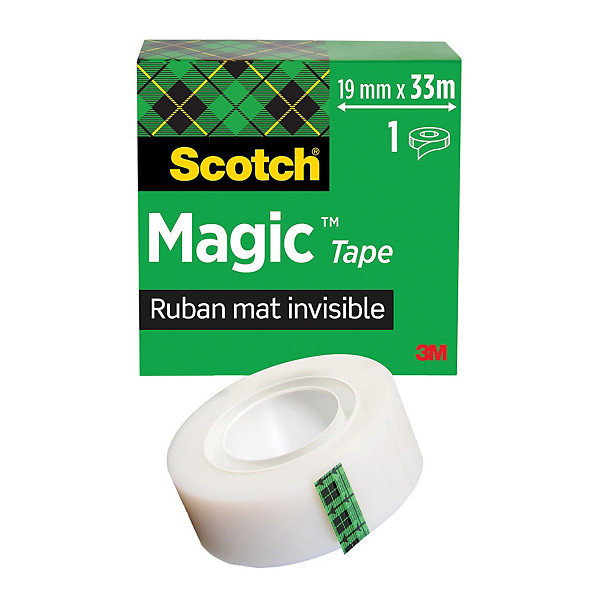 Ruban adhésif Scotch® Magic mat invisible, 19 mm x 3 m, lot de 6 rouleaux