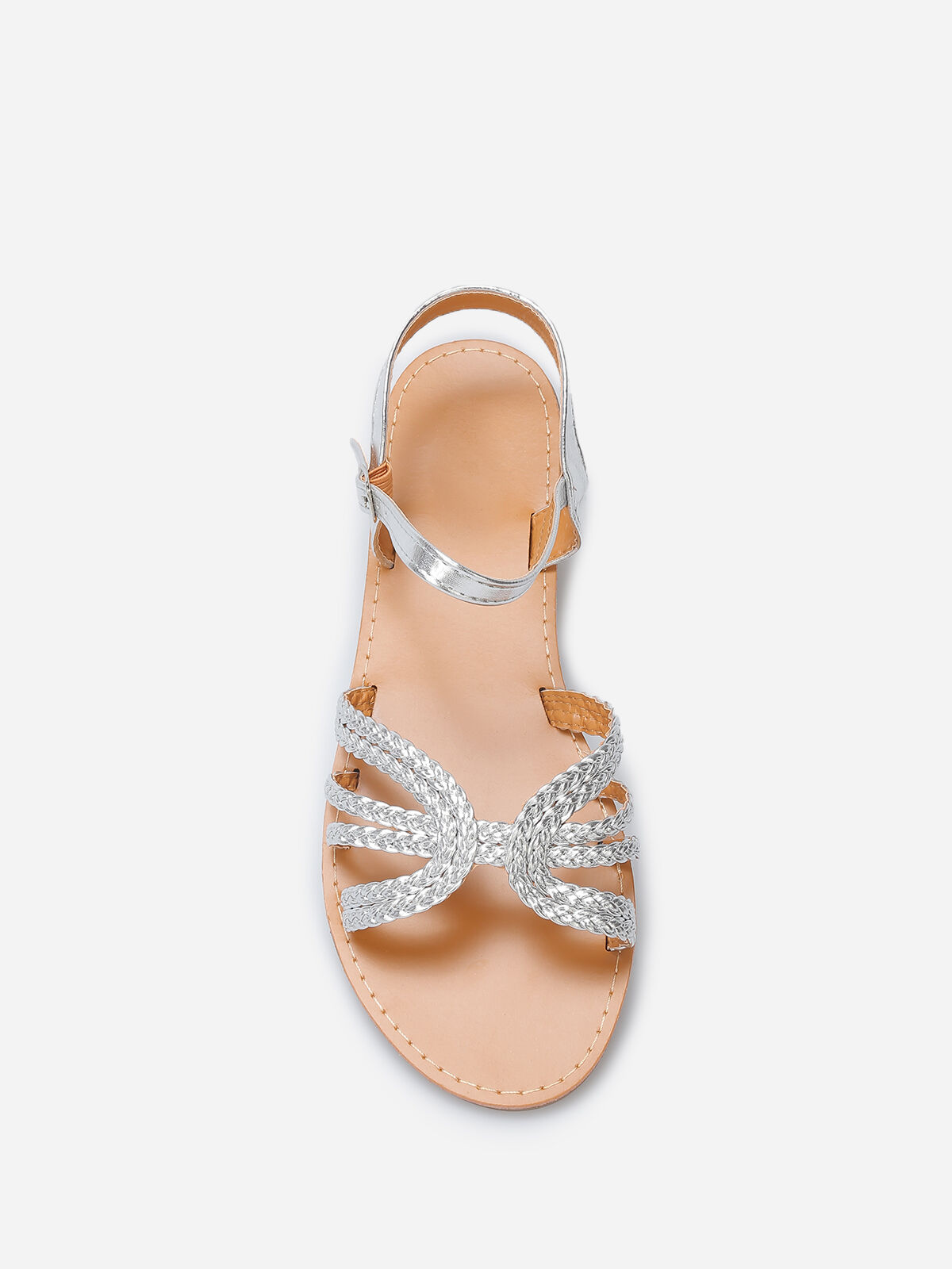 Sandales à brides tressées grandes tailles- Argenté