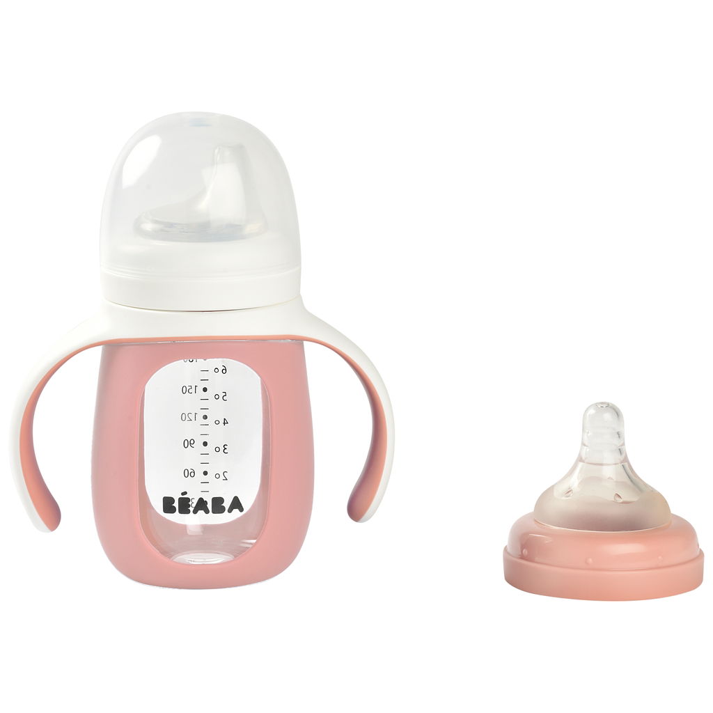 BeabaBeaba   Babyflasche 2in1 mit Silikonhülle rosa