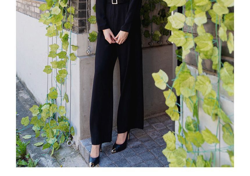 Cassidy - Lange mouwen V-hals effen jumpsuit