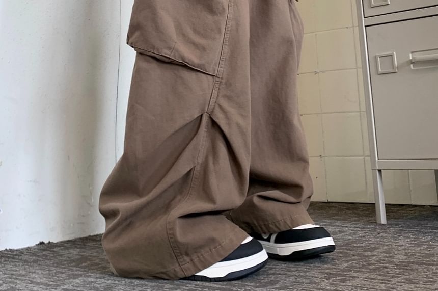 RONIN - High Rise Plain Wide Leg Cargo-broek