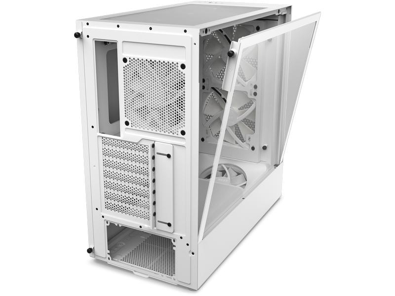 NZXT PC-Gehäuse H5 Flow RGB Weiss matt Kompaktes Mid-Tower-Gehäuse mit Seitenfenster und RGB-Lüftern