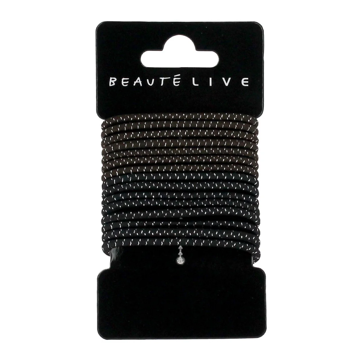 Elastiques noirs et marrons fil argent 4mm, lot de 15