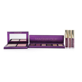 Sigma Beauty Magnifique Makeup Collection (1x Eyeshadow Palette   1x Berry Glow Cheek Duo   1x Adored Mini Lip Set   Bag) Picture Color