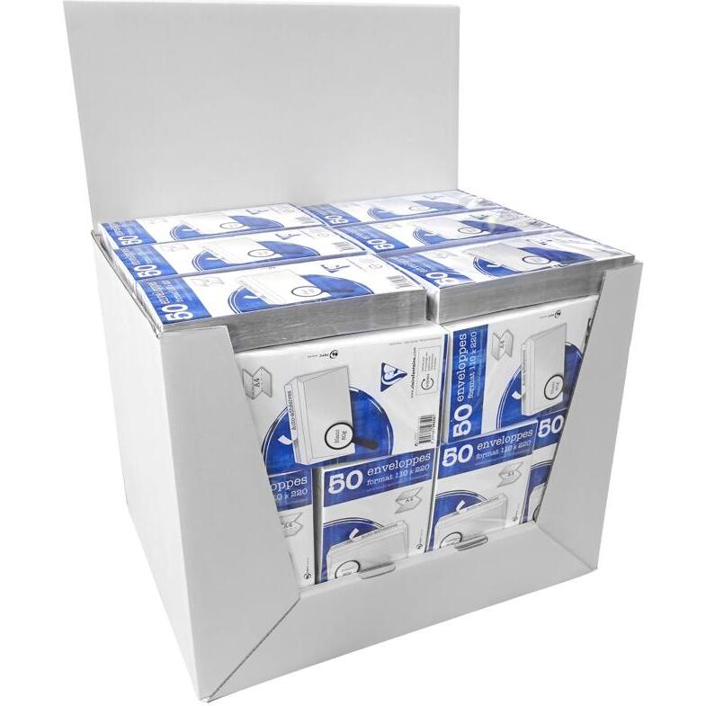 Paquet de 50 Enveloppes Blanches DL-110x220mm - Auto-Adhésives - 80g/m2 - Caisse de 2000 enveloppes. - Blanc