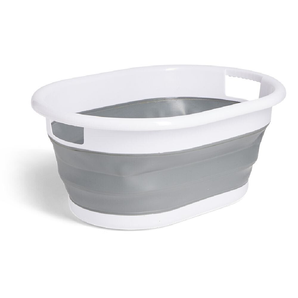 Panière à linge rétractable 54x23x39cm plastique blanc et gris