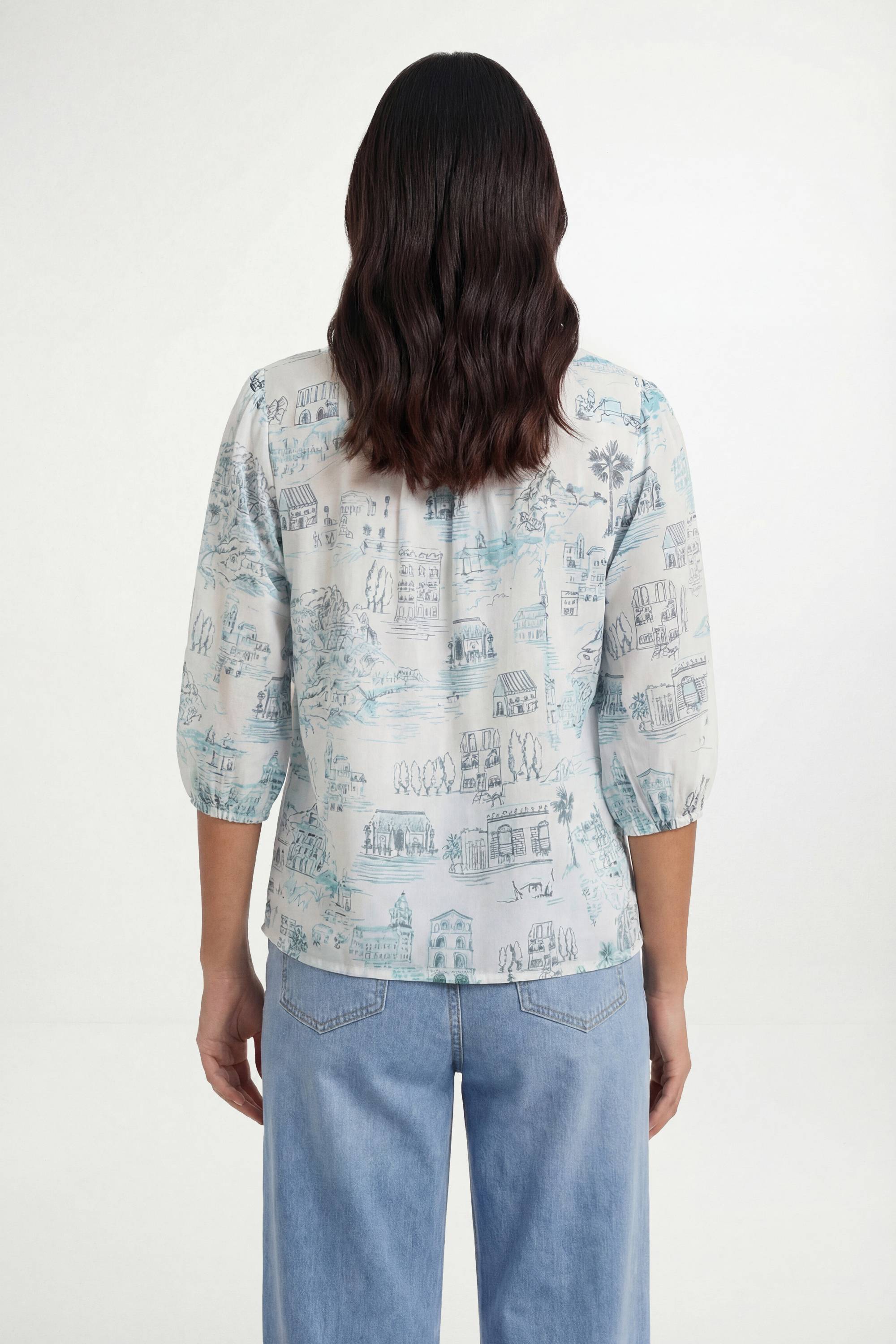 Wallis Chemisier En Organza À Imprimé Paysage Avec Détails Plissés