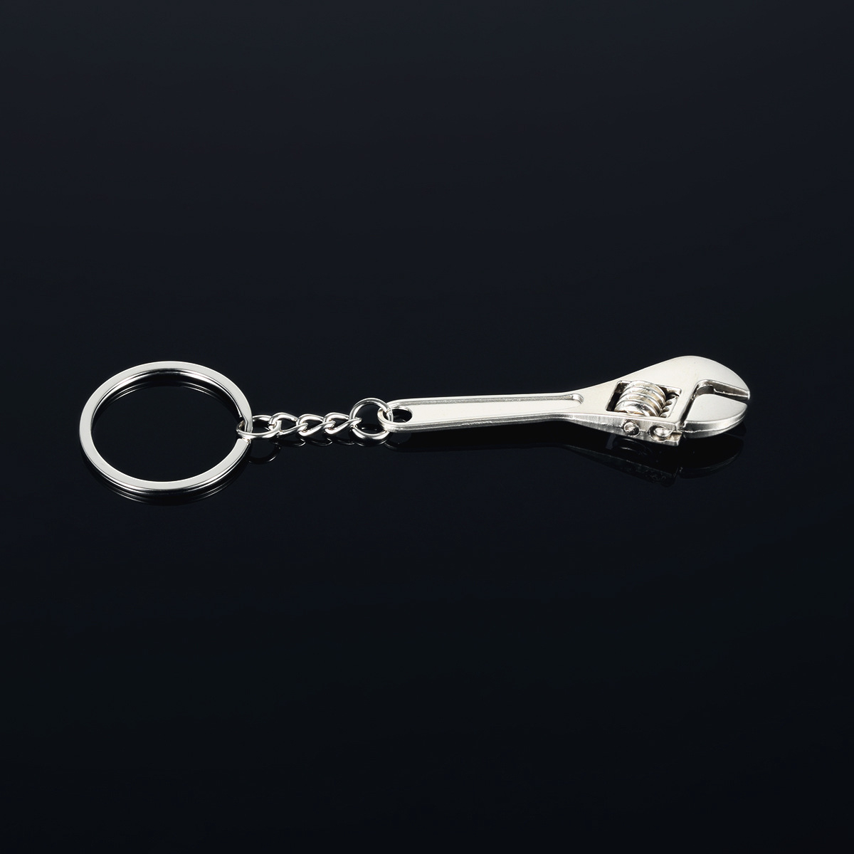 Metall 3D Schraubenschlüssel Schlüsselanhänger Accessoire mit Spaltring - Silber