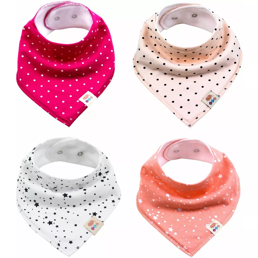 M.M.C. Lätzchen 4 PACK Dreieckstücher Halstücher Mädchen Set