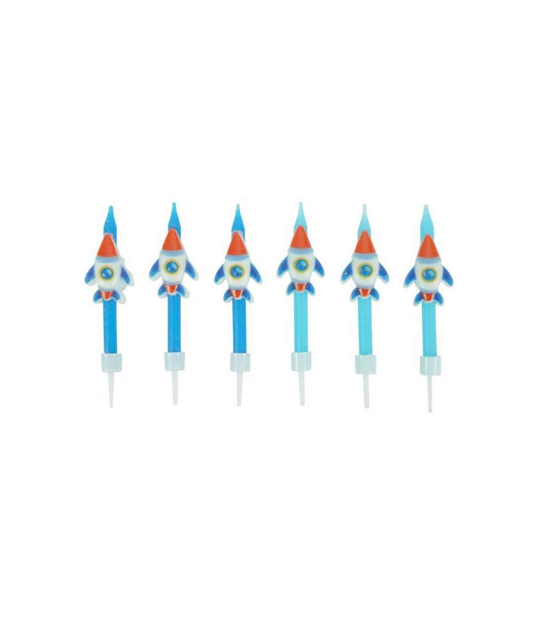 Paris Prix - Lot De 6 Bougies 3d espace 7cm Bleu
