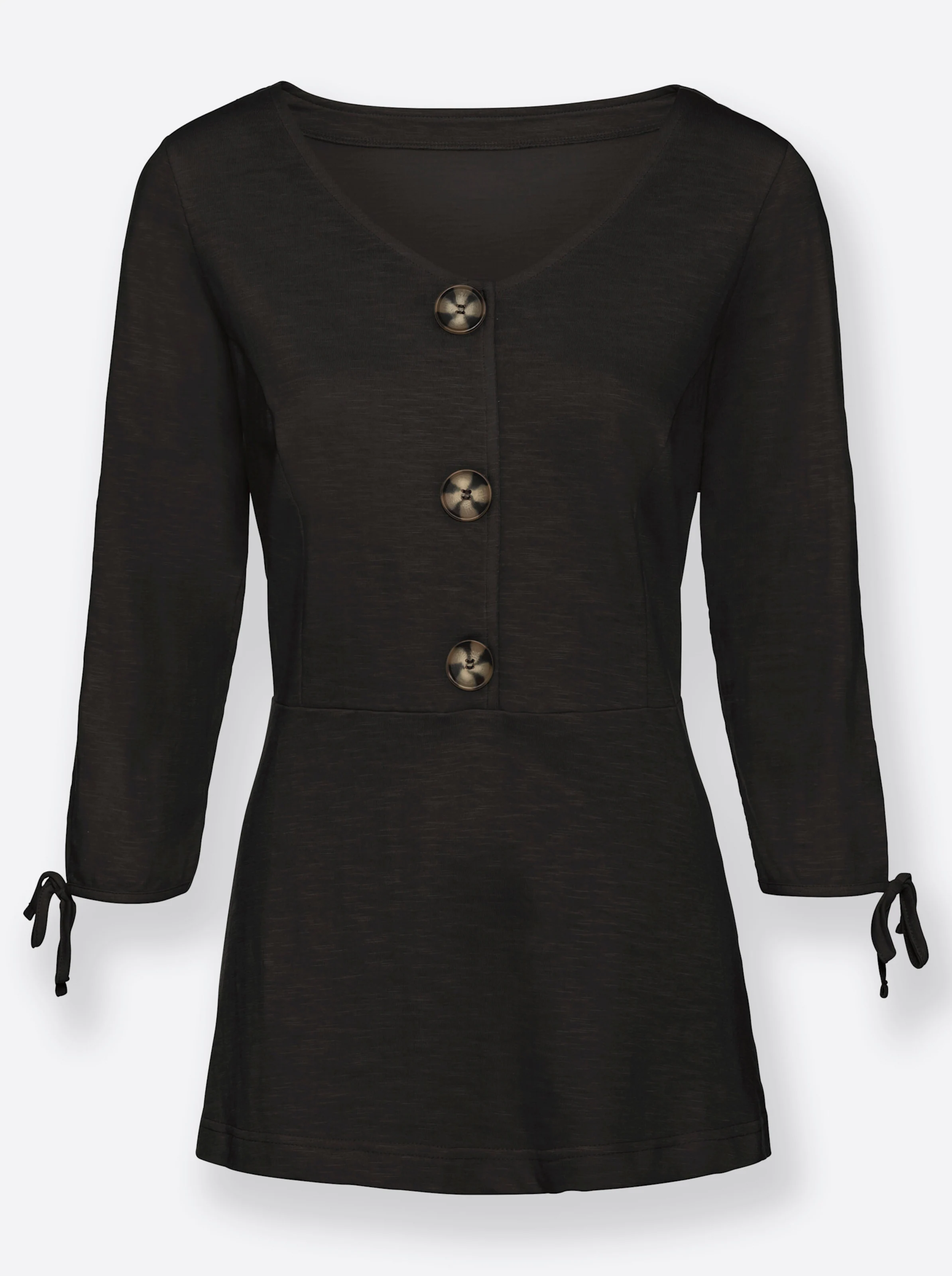 3/4-Arm-Shirt in schwarz