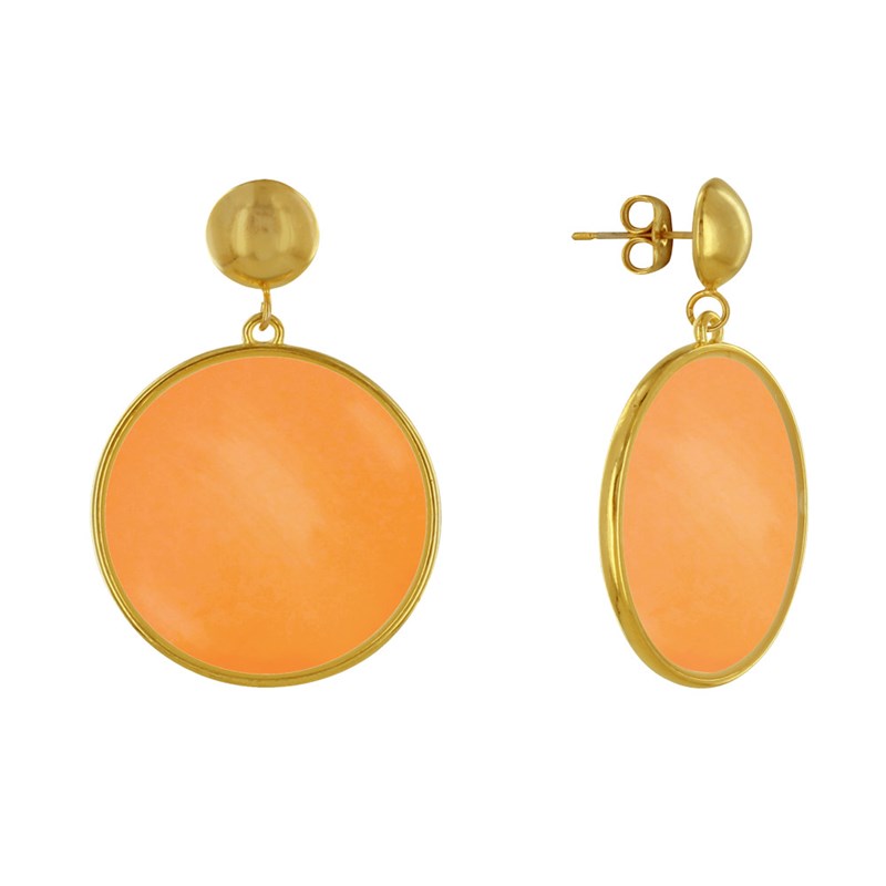 Boucles d'Oreilles Clous Métal Doré Cercle Coloré Translucide