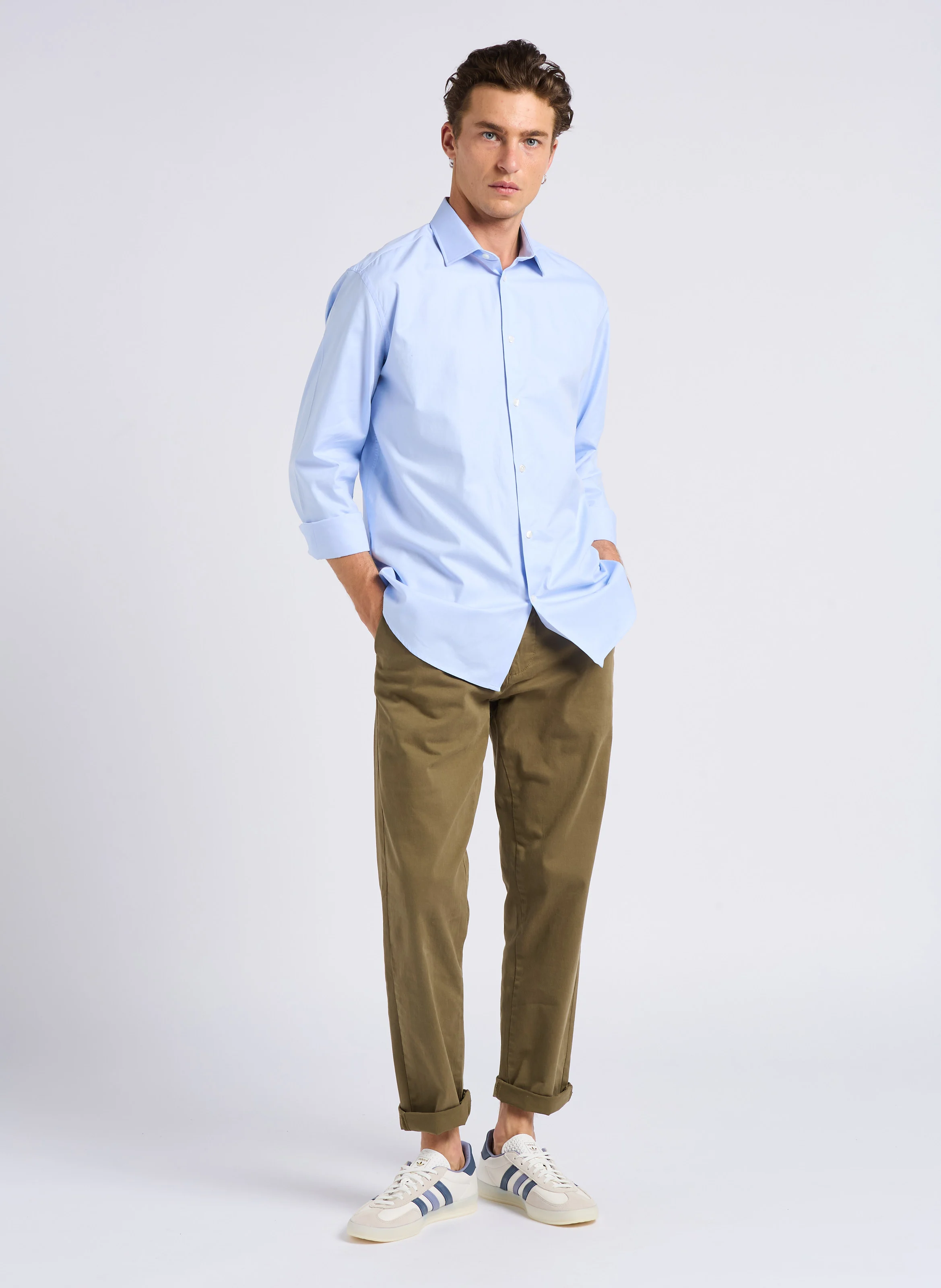 LAAVE - Chemise droite col classique en coton | Bleu