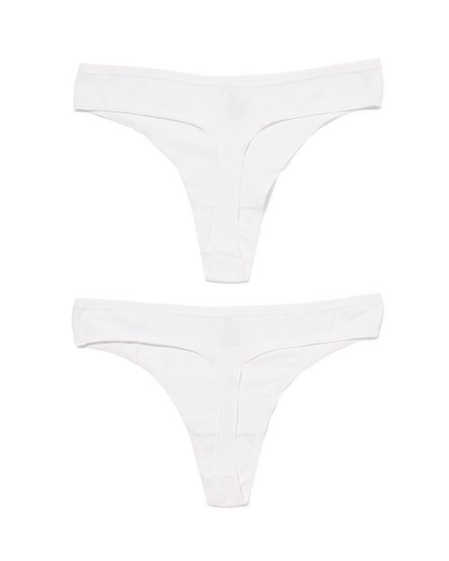 2 strings femme taille haute coton stretch blanc
