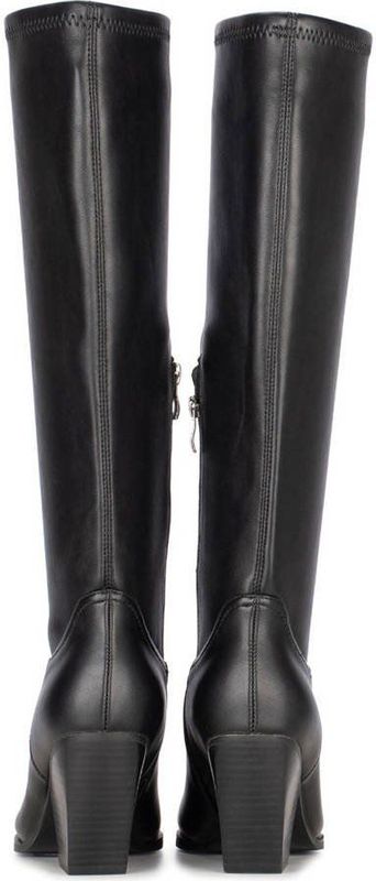 POSH by Poelman - SYLVANA - Dames Laarzen - Zwart - Hoge Schacht 39 cm - Blokhak 8 cm