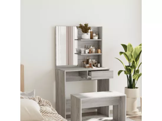 Coiffeuse avec miroir Sonoma gris 74,5x40x141 cm