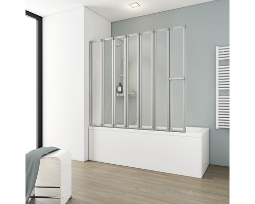 Badscherm, set van 7, SCHULTE Komfort, 159 x 140 cm, helder glas, aluminium profiel, D1317 01 01 140