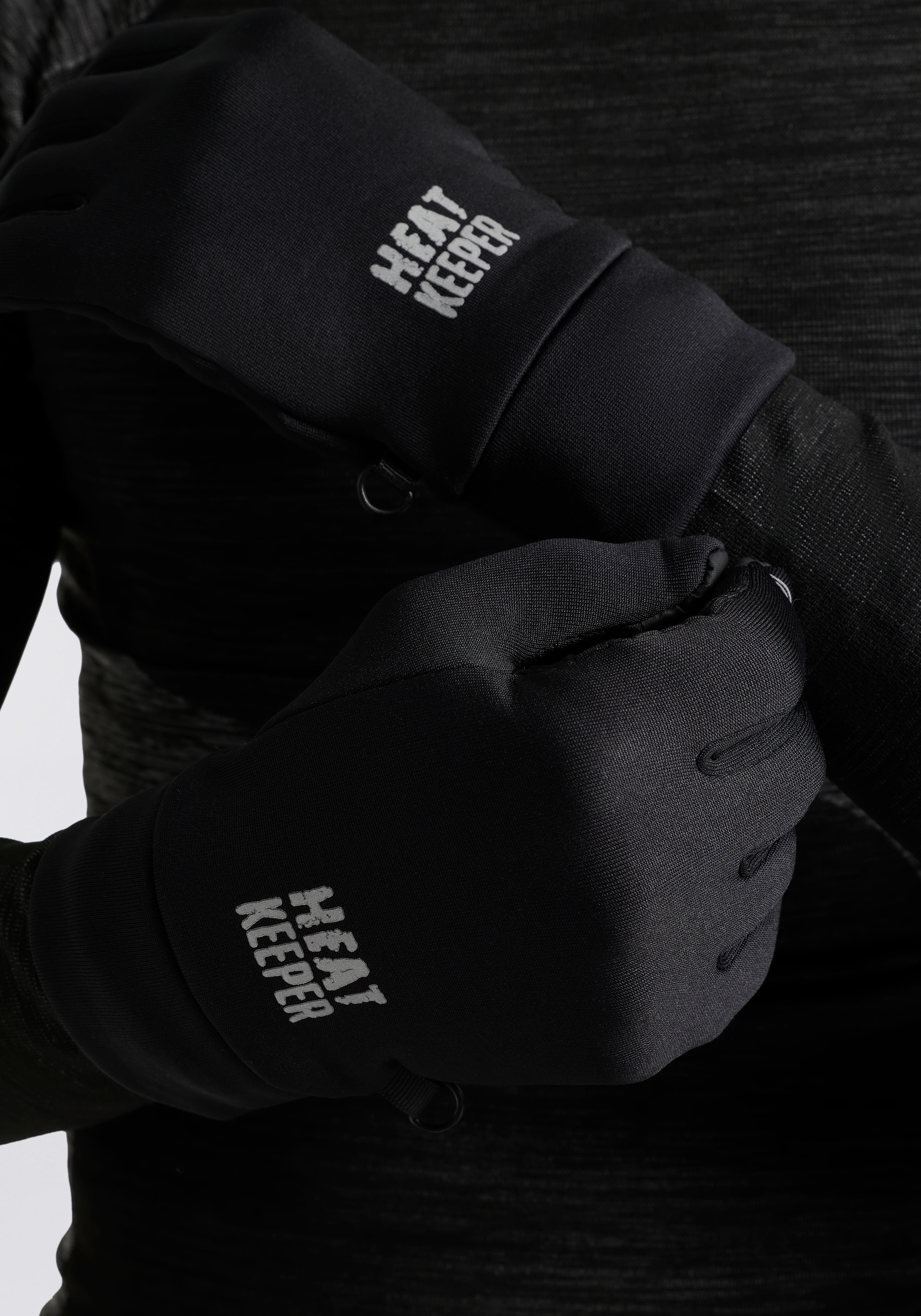 Heatkeeper Fleecehandschuhe , mit Silikon-Finish an der Handfläche und I-Touch-Profile an Daumen