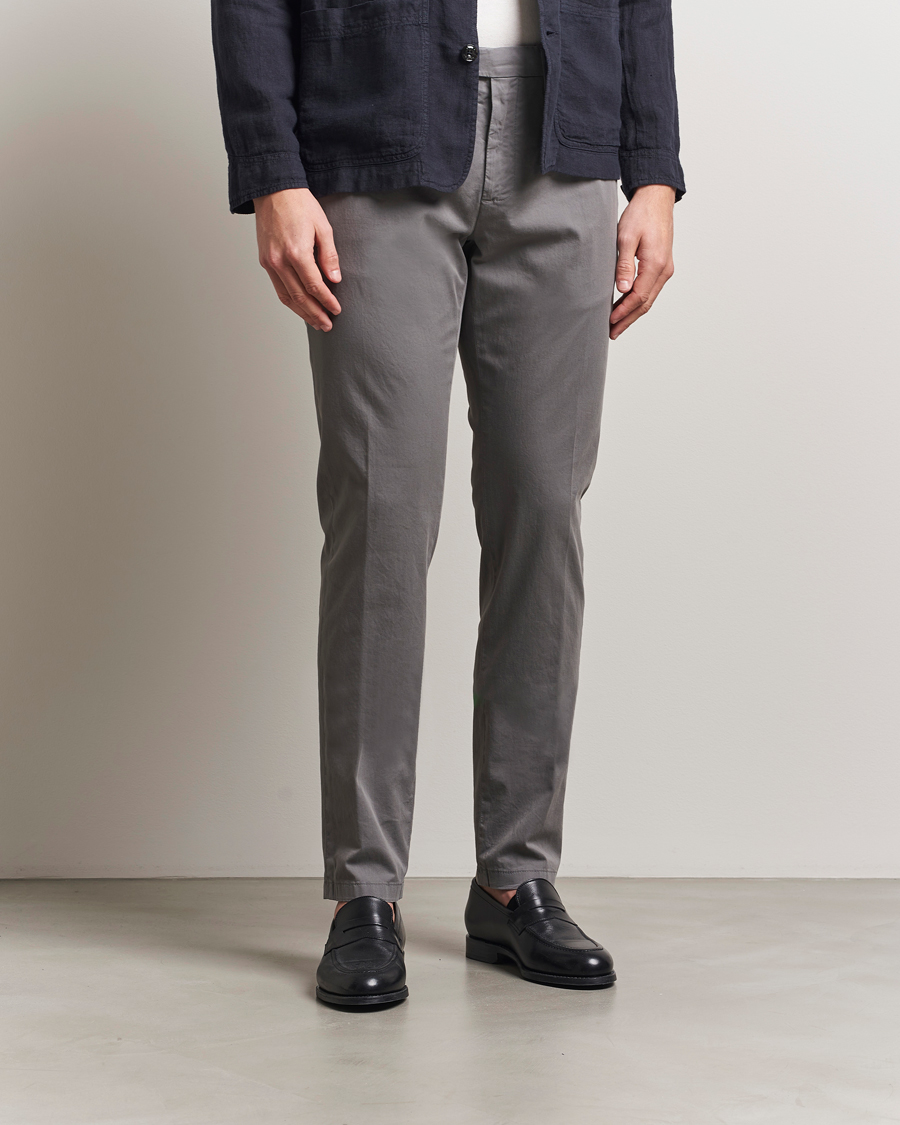 Canali Slim Fit Cotton Stretch Chinos Dark Grey