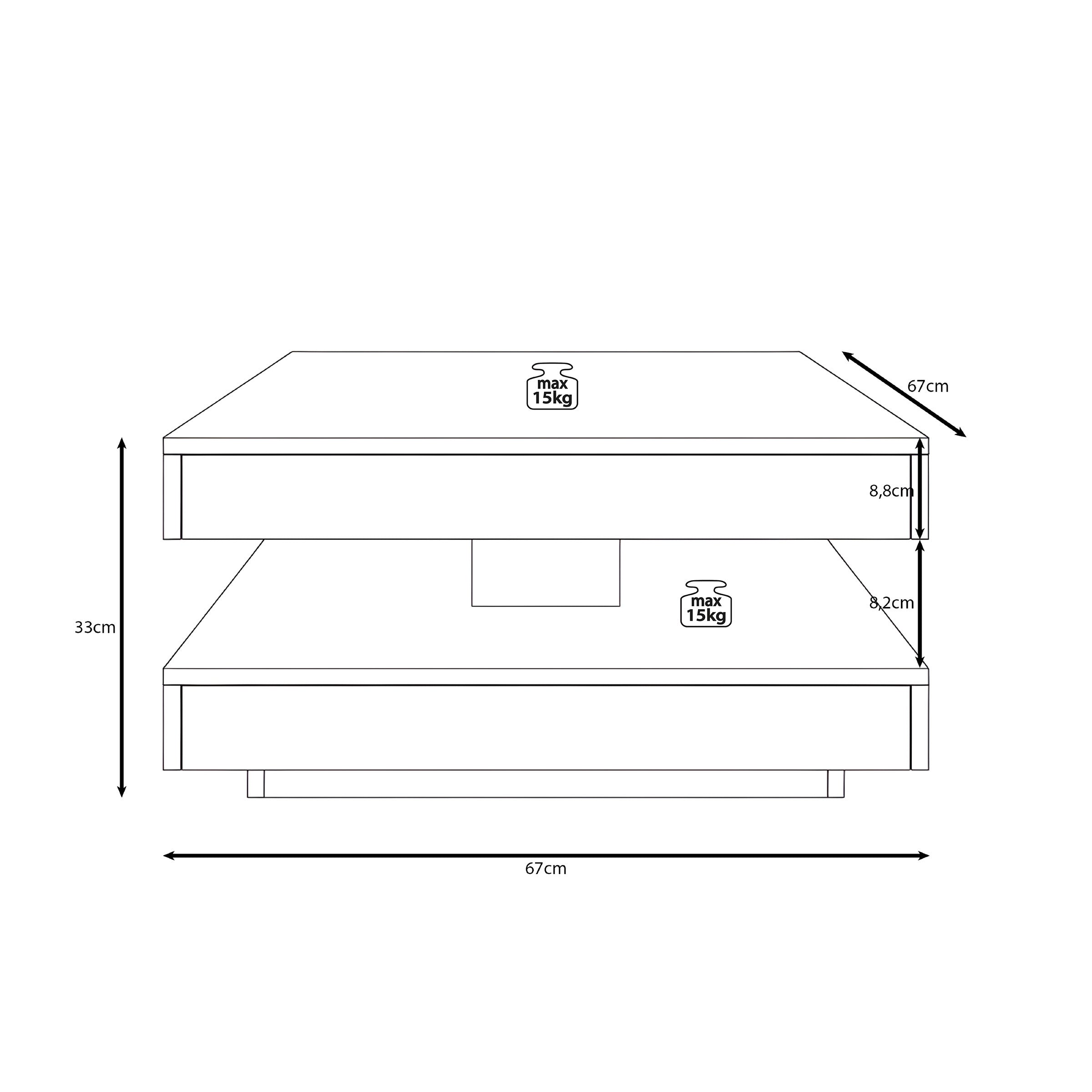 Atwood - Salontafel - Donker eikenpatroon/Grijs - 67x67x35 cm