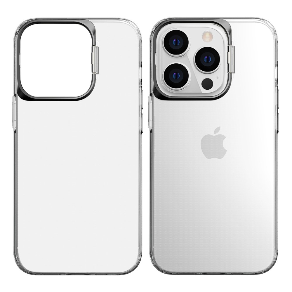 iPhone 14 Pro Max Gummi Case Schutzhülle   Metall Kickstand - Transparent