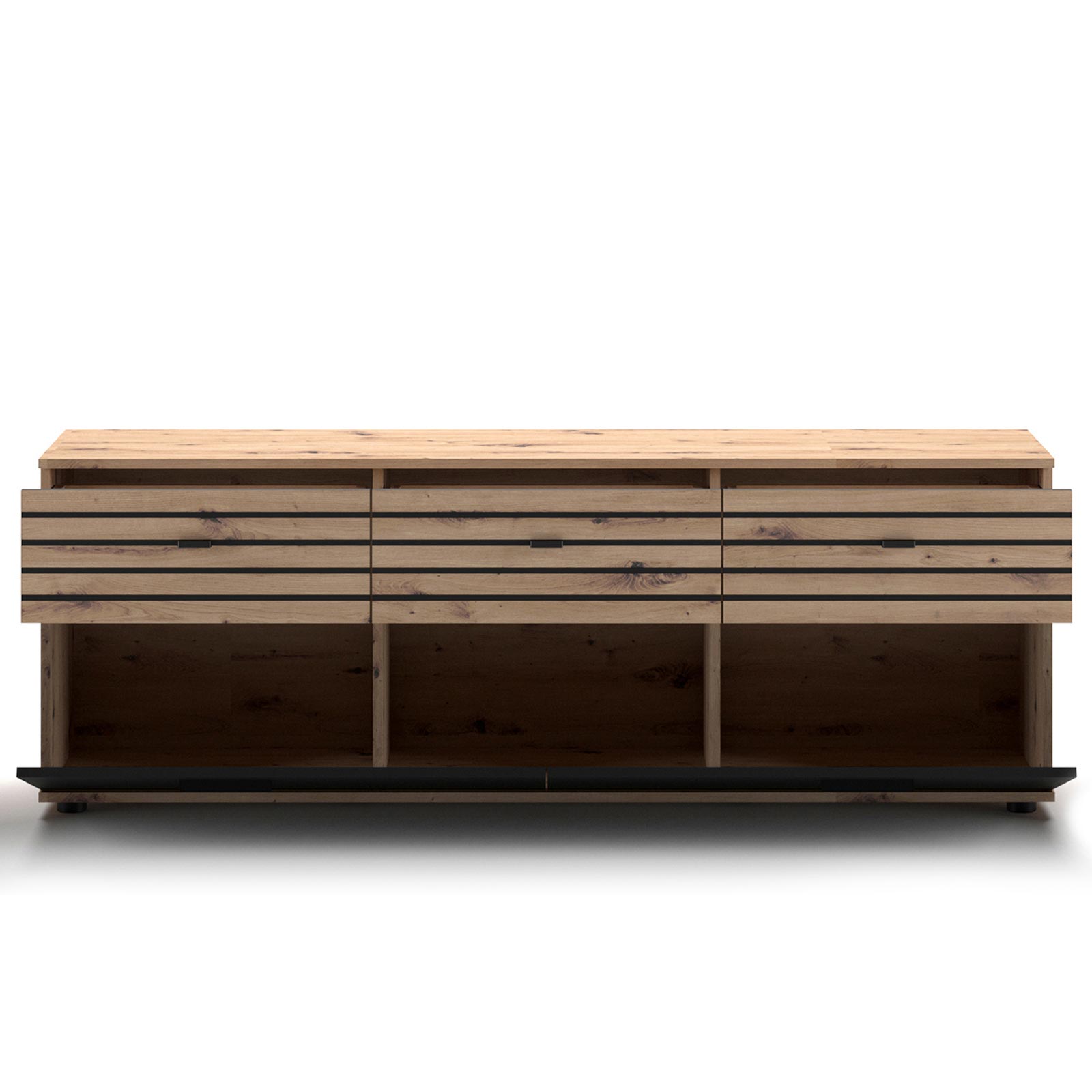 TV-Lowboard SOLEA - Artisan Eiche - schwarz - 168 cm breit