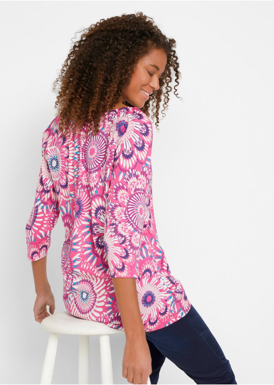 T-shirt coton, manches 3/4