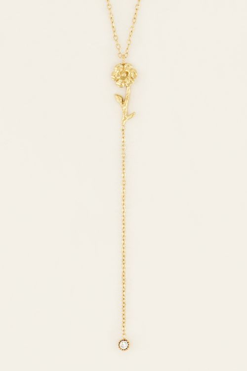 Birth Flower ketting met bedel en strass