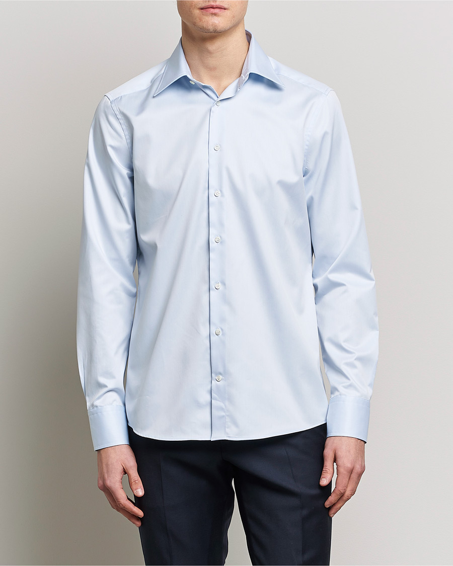 Stenströms Slimline Kent Collar Shirt Light Blue