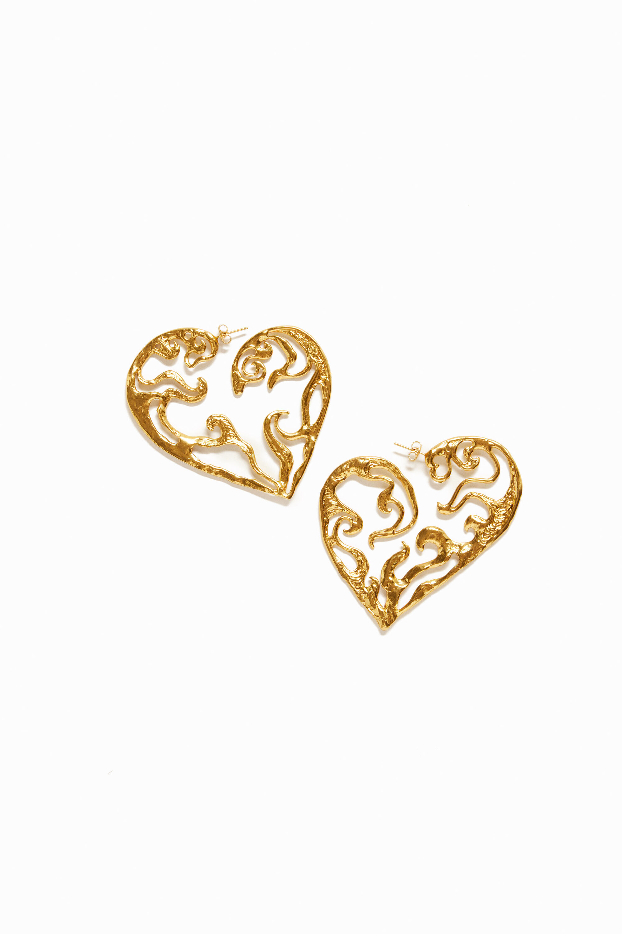 Boucles d'oreilles XL cœur plaquées or Zalio