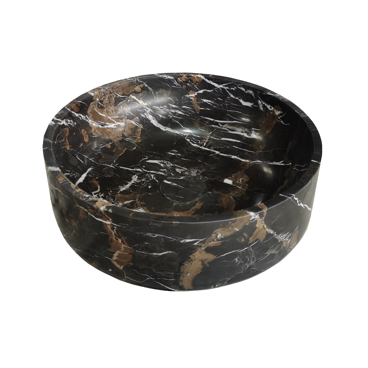 Saniclear Portoro Gold marmer waskom rond 38x13cm