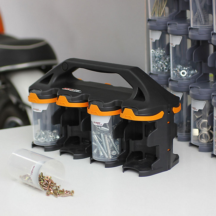 Système de support pour casiers QuestSystem en plastique avec 4 compartiments