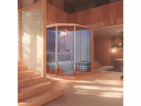 Sauna d'angle Boreal® Evasion Baltik 5 places - 180x180x210 cm
