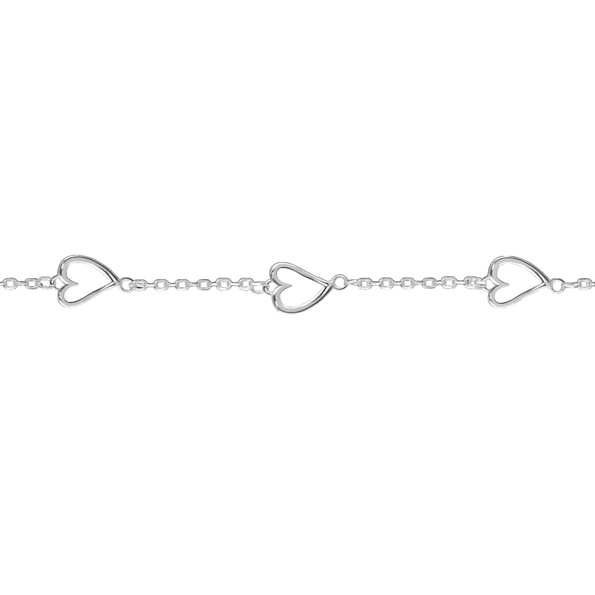 Bracelet en acier argenté coeurs