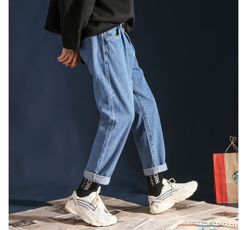 Wewewow - Mid Rise Cropped Straight Leg Jeans